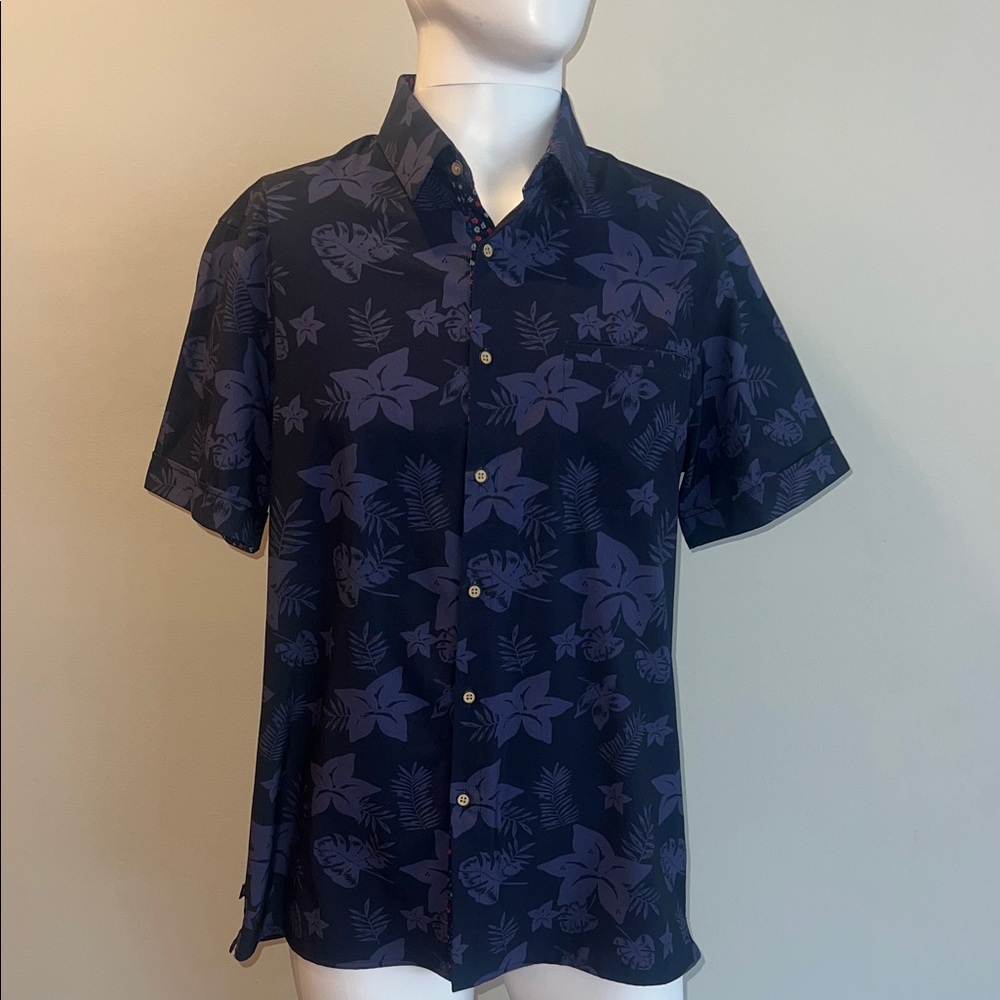 Mizzen+Main Dark Blue Floral Casual Shirt